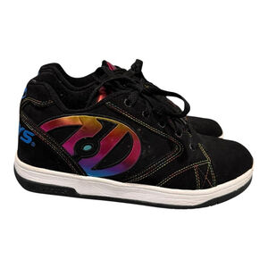 Heelys Shoes Mens Size 6 Black Rainbow Logo Lace Up Roller Sneakers Skater Youth